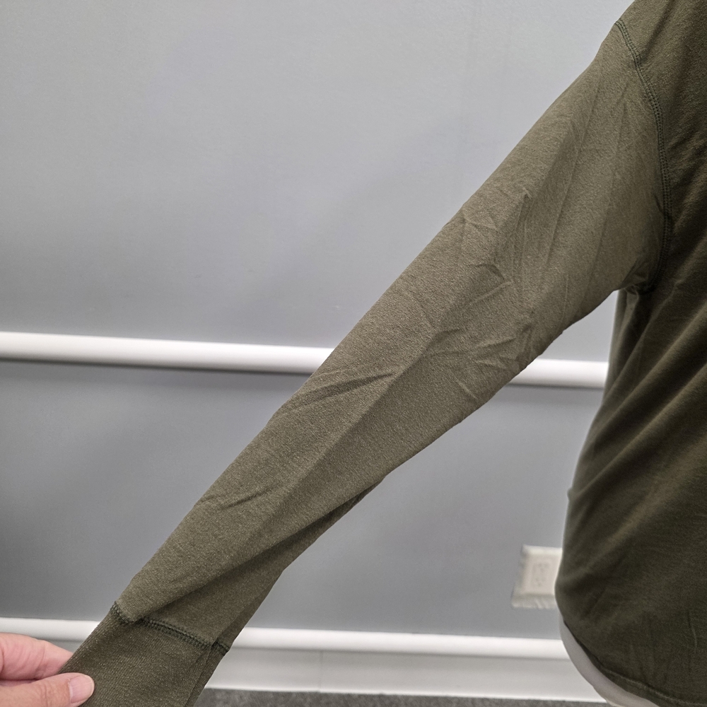 Hanes Olive Long Sleeve T Shirt - Picture 4 of 6